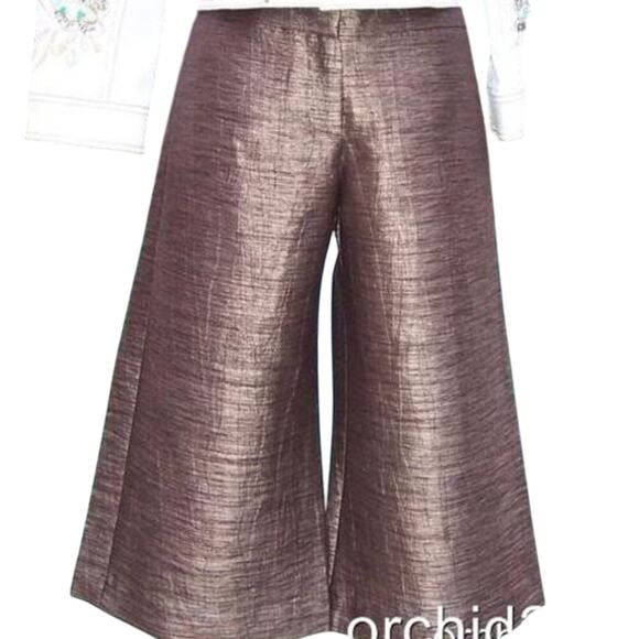 Cache Expresso Textured Crop Gaucho Pant New Poly Linen Blend Cropped NWT $118 - Picture 2 of 10